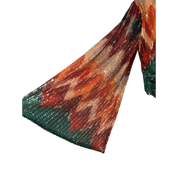 New Ramy Brook Erin Sequined Multicolor Long Sleeve Cropped Top Size 4 - Picture 6 of 10